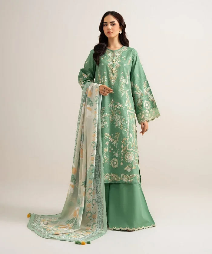 sapphire green color arabic jacquard 3 piece suit sale