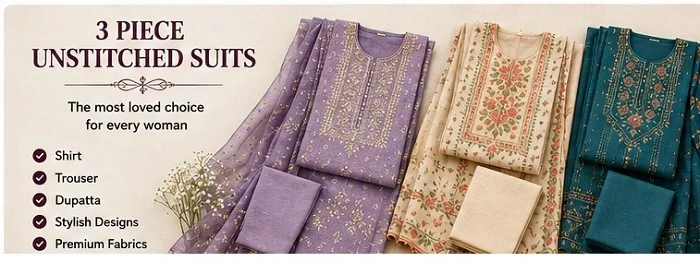 3 Piece Unstitched Suits Sale